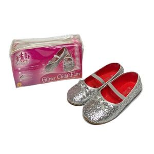 Rubie's Childs Girls Silver Glitter Costume Dress Up Flats Size‎ Medium 13-1